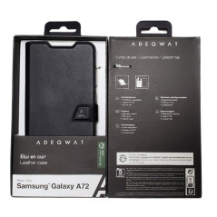 Étui cuir ADEQWAT Samsung A72 noir | Smarty