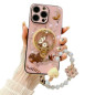 Coque magnétique ECO pour iPhone – Support décoratif, bracelet perlé, rose