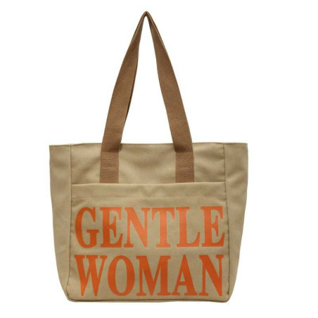Canvas shoulder bag ECO – 33 x 41 x 12 cm Khaki/Orange