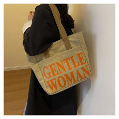ECO canvas shoulder bag 33x41x12 Khaki/Orange | Smarty