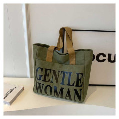 ECO canvas shoulder bag 33x41x12 Army Green | Smarty