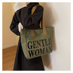 ECO canvas shoulder bag 33x41x12 Army Green | Smarty