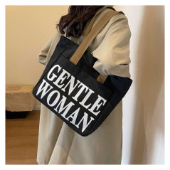 ECO canvas shoulder bag 33x41x12 Black/White | Smarty