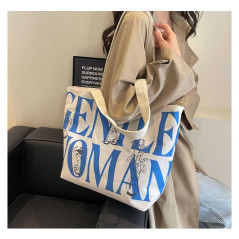 Blue canvas shoulder bag 33x44x13 | Smarty Paris