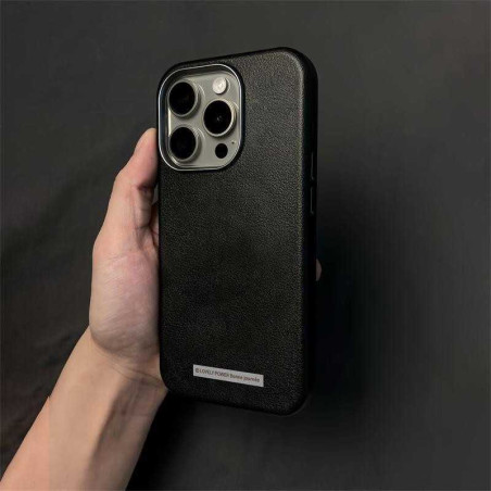 Coque iPhone ECO souple – simili cuir noir design minimaliste