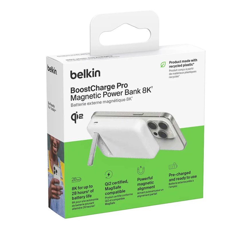 Belkin Batterie externe MagSafe Qi2 BPD007btWH – 8 000 mAh 15 W Blanc Belkin Batterie externe MagSafe Qi2 BPD007btWH – 8 000 mAh 15 W Blanc
