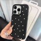 Coque texture litchi pour iPhone – Noir classique à pois blancs Coque texture litchi pour iPhone – Noir classique à pois blancs