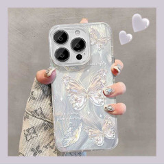 Coque iPhone pailletée papillons argentés | Smarty