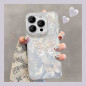 Coque souple pailletée ECO pour iPhone – Papillons argentés, dégradé plume argentée