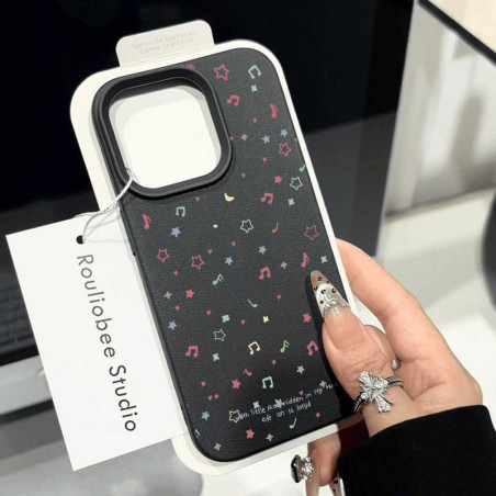 Coque texture Litchi ECO pour iPhone – Design musical mat