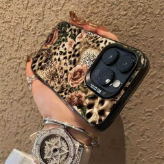Black Floral Leopard iPhone Case
