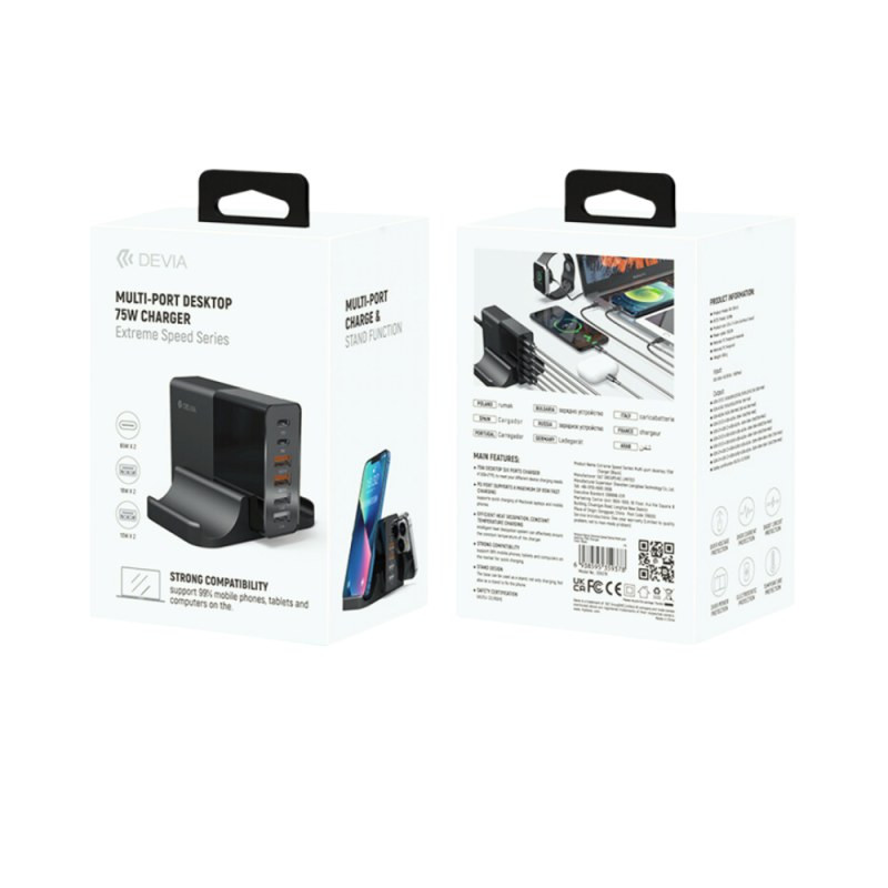 Charging Station Devia 6 Ports – Type-C 65W + 30W, USB 30W + 15W x3