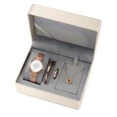 Coffret Montre Femme + Bracelet + Collier - Cadran Gypsophile Diamant
