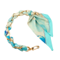 Collier de coque téléphone ECO – foulard en soie turquoise, fermoir doré, 32 cm Collier de coque téléphone ECO – foulard en soie turquoise, fermoir doré, 32 cm