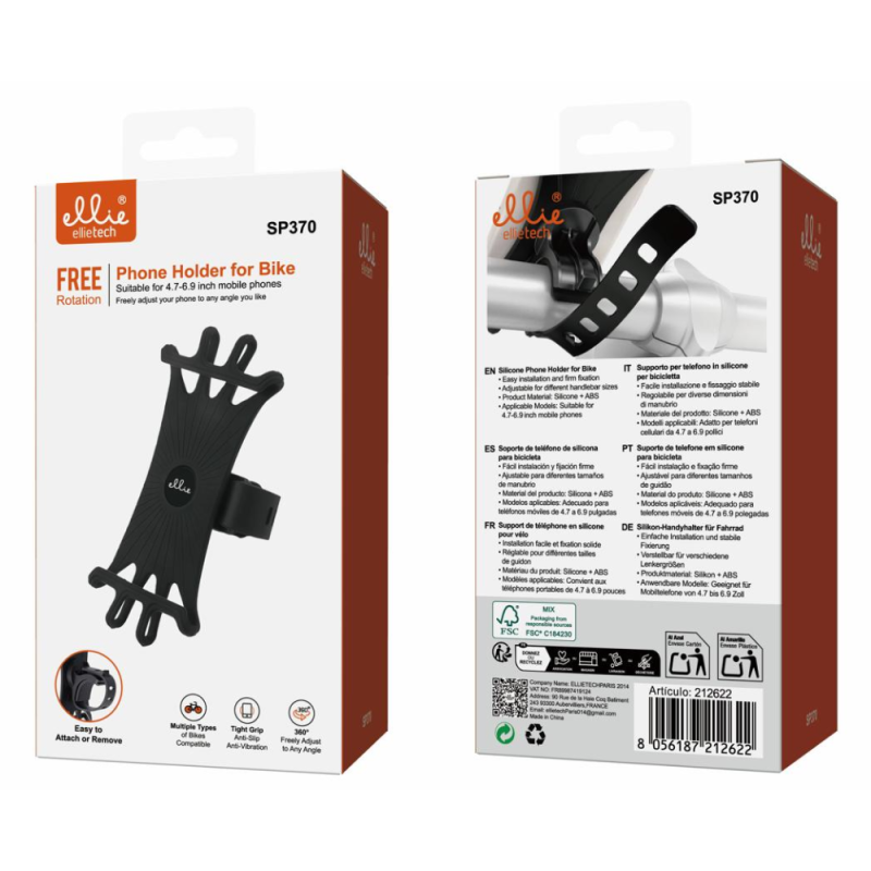 Support téléphone vélo moto Ellietech SP370 – Noir