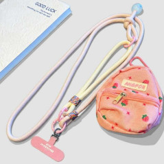 Collier téléphone ECO rose poudré beige 115 cm | Smarty