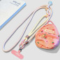Collier téléphone ECO tressé bicolore – Rose poudré/Beige, mini pochette, perle, 115 cm