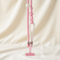 Collier téléphone ECO tressé bicolore – Rose poudré/Beige, mini pochette, perle, 115 cm