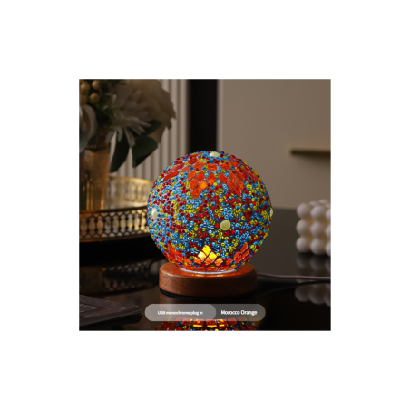 Lampe de Nuit Maroc - Mosaïque Verre Orange - USB 5V Dimmer | Smarty Paris