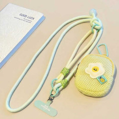 Collier téléphone ECO vert menthe beige 115 cm | Smarty