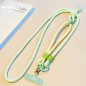 Collier téléphone ECO tressé bicolore – Vert menthe/Beige, perle, 115 cm