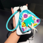 Collier téléphone ECO tressé bicolore – Bleu/Vert, mini pochette