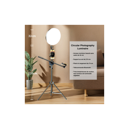 Luminaire de Photographie Circulaire LED à Télécommande 2.4G - MOBET M