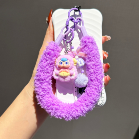 Phone Wrist Strap ECO – Soft Purple Doll Keyring & Pom-pom