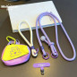 Collier téléphone ECO – Cordon long tressé violet Peluche monstre kawaii Collier téléphone ECO – Cordon long tressé violet Peluche monstre kawaii