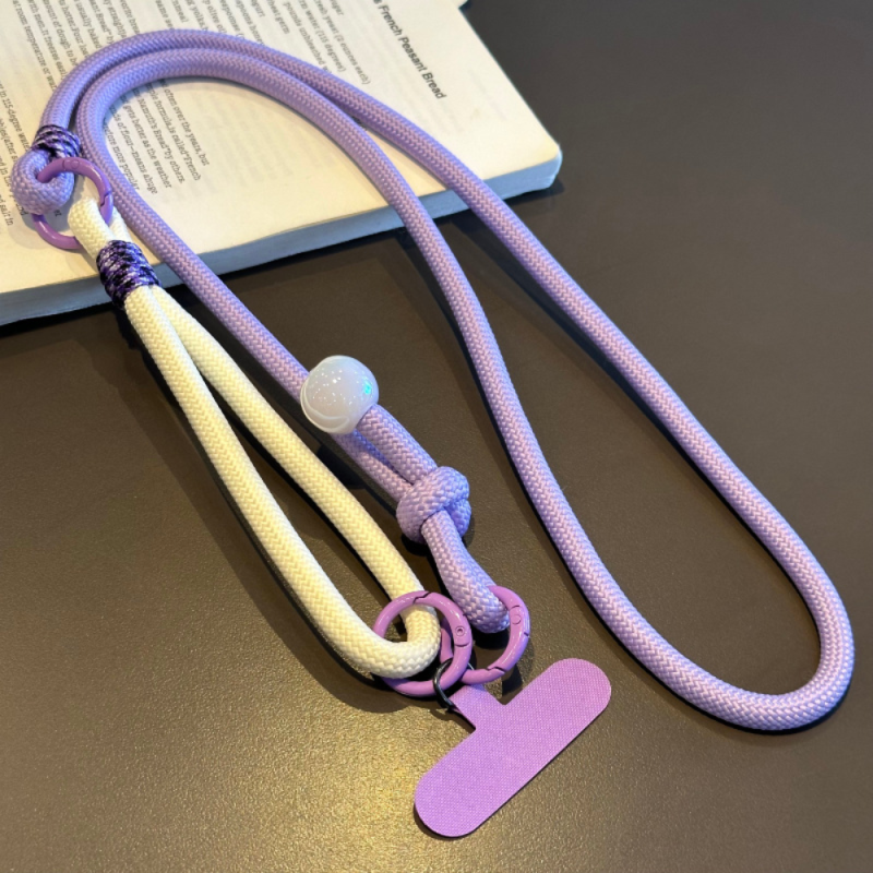 Collier téléphone ECO – cordon tressé violet/beige 115 cm avec perle Collier téléphone ECO – cordon tressé violet/beige 115 cm avec perle