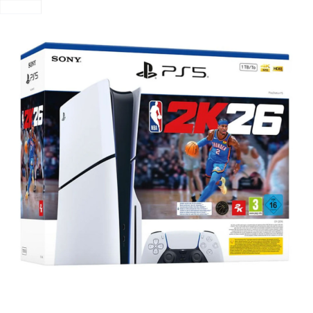 Sony PlayStation 5 Standard Slim Edition Console – White, 1TB SSD, NBA 2K26