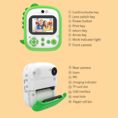 Appareil photo instantané enfant Dragon vert | Smarty