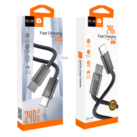 Câble Type-C / Type-C PC 240W Wuw X217 - Blan | Smarty Paris