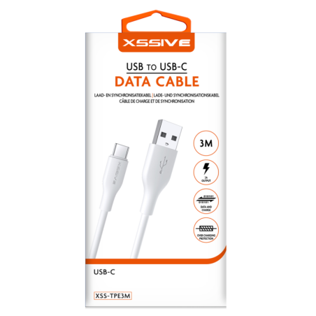 Câble de Charge USB/USB-C 3m XSSIVE XSS-TPE3M | Smarty Paris
