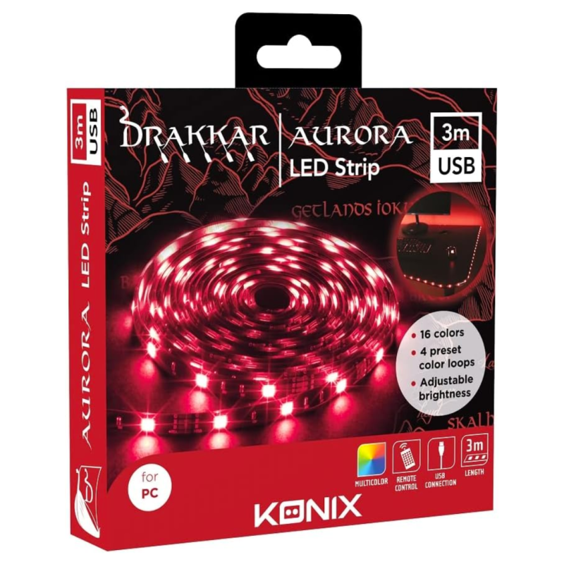 Bande lumineuse Konix Aurora LED Strip – 3 m USB Bande lumineuse Konix Aurora LED Strip – 3 m USB