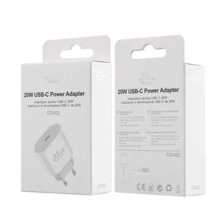 Ellietech CD402 20W dual USB-C charger White