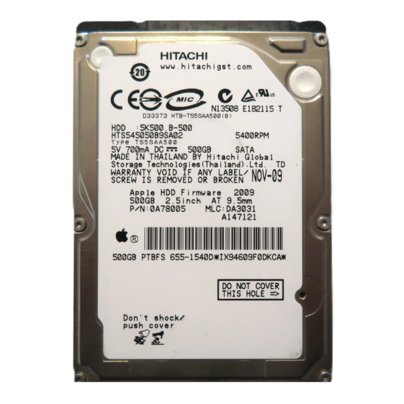 Hard Drive Hitachi HTS545050B9SA02 – 500GB 2.5-inch SATA · Refurbished
