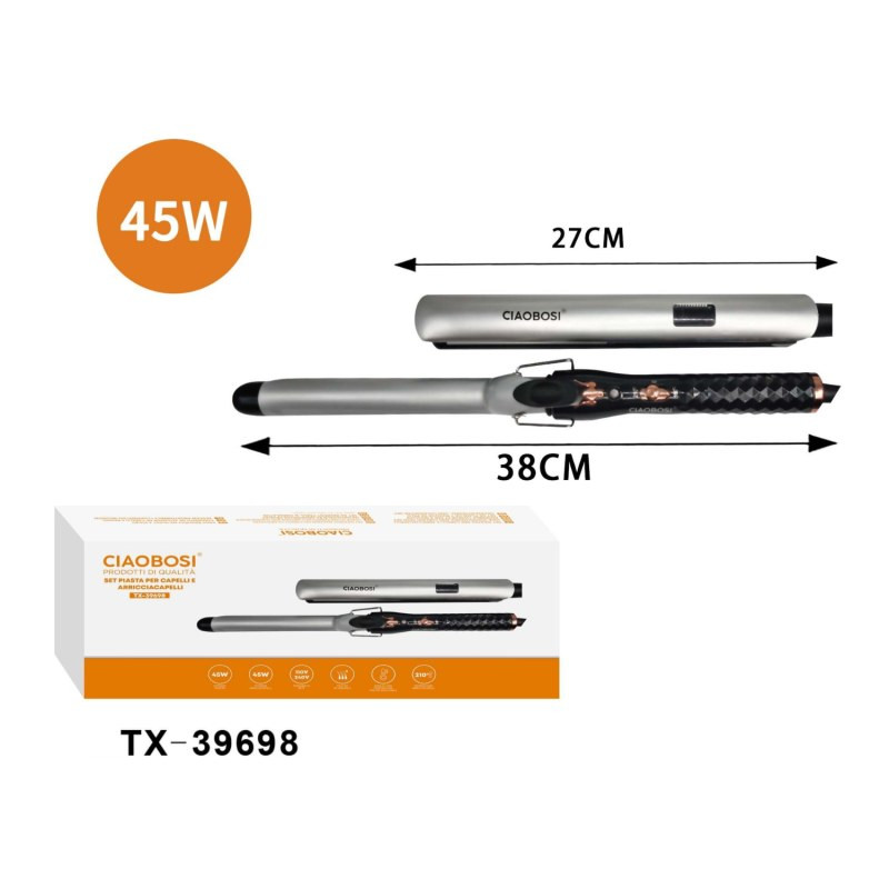 Straightener & Curler Kit CIAOBOSI TX-39698 – 45W Gray Straightener & Curler Kit CIAOBOSI TX-39698 – 45W Gray