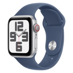 Montre Connectée Apple Watch Series SE (Gen 2) GPS 44mm Aluminium Argent Avec Bracelet Sport Bleu Orage S/M - Neuf | Smarty Pari