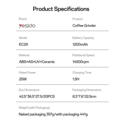 Moulin à café électrique Yesido EC29 | Smarty