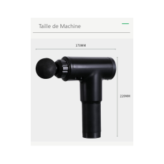 Pistolet de massage noir 4 têtes 6 vitesses