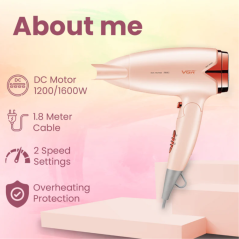 Sèche-cheveux pliable VGR V428 vert double tension | Smarty