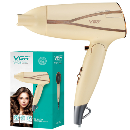 Sèche-cheveux pliable VGR V429 – Blanc, 1200/1600 W, double tension