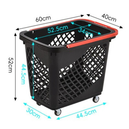 Rolling Basket ECO – 93 x 42 x 62 cm red handle