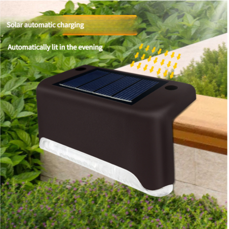 Lampe solaire murale et de marche ECO – 1 LED 3W noire lumière chaude 4 pièces