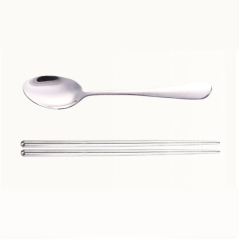 Blue stainless steel camping cutlery set ECO | Smarty