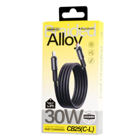 Câble USB-C vers Lightning REMAX CB25(C-L) – 30 W 1,2 m Noir