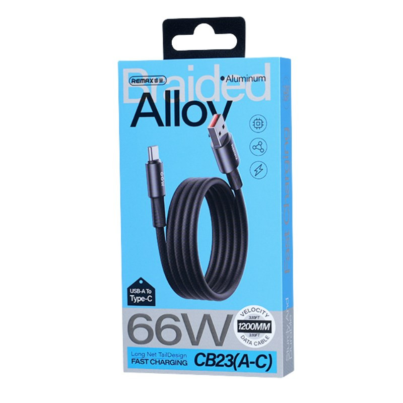 Câble REMAX Velocity CB23 USB-A vers USB-C – 66 W 1,2 m Noir Câble REMAX Velocity CB23 USB-A vers USB-C – 66 W 1,2 m Noir