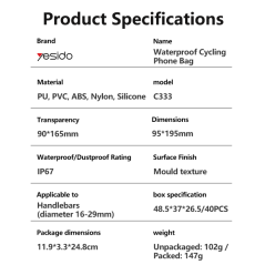 Support vélo Yesido C333 étanche noir | Smarty