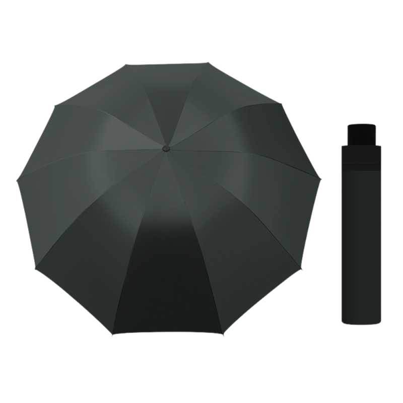Parapluie grand format ECO – Noir, compact, renforcé, anti-UV